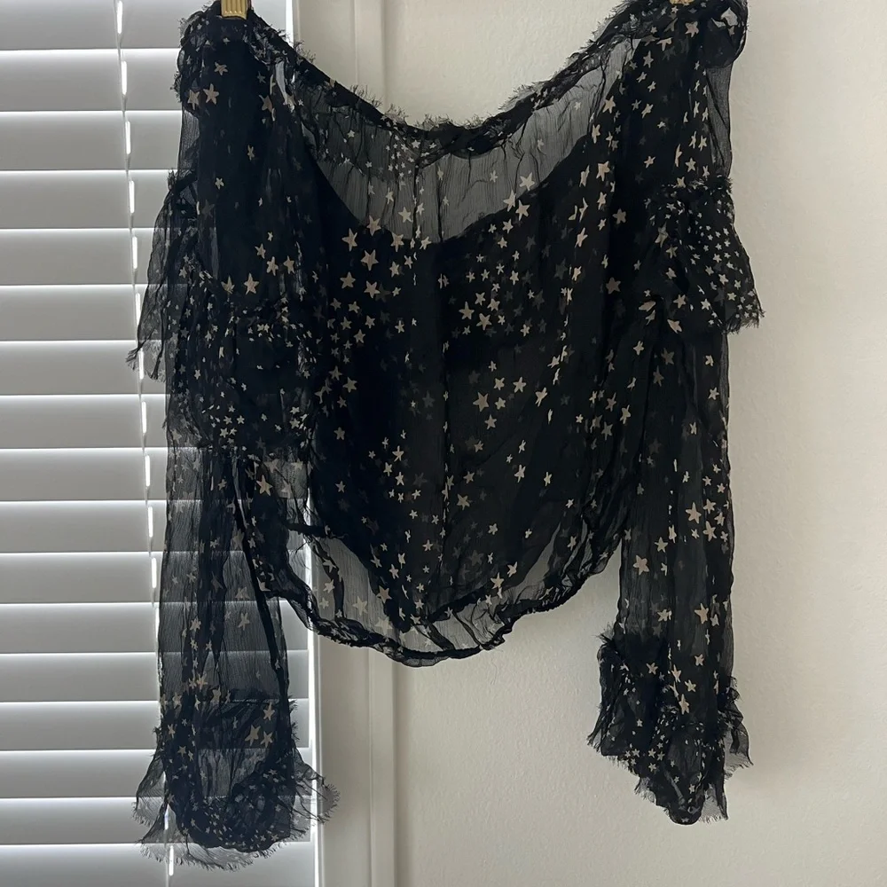 LoveShackFancy Ruffle Popover Top in Star Print Size S - Picture 5 of 5